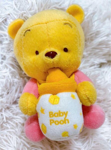 レアbaby pooh ぬいぐるみ プーさん 赤ちゃん 哺乳瓶 スタイ レトロ