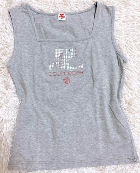 レアcourreges タンクトップ ロゴプリントy2k 00s ヴィンテージ