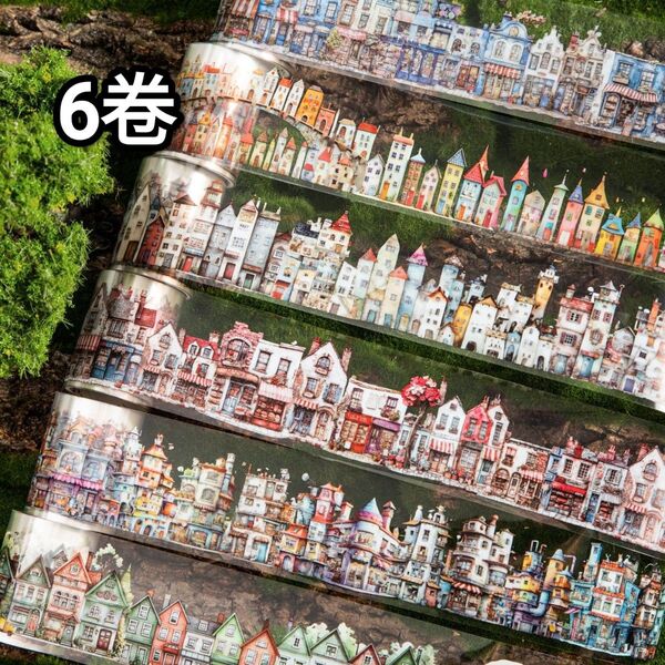 新!Q288 不思議な家 テープ コラージュ素材 ステッカー PET シール