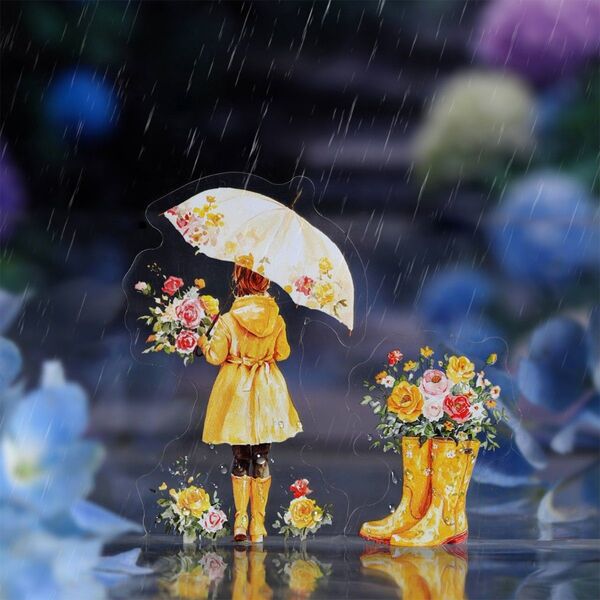 新!D1 雨巷花開 ステッカー コラージュ素材 シール