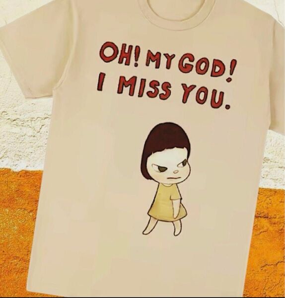 レア 書き下ろし ドローイング 奈良美智 Tシャツ XL OHMY GOD!I MISS YOU ベージュ