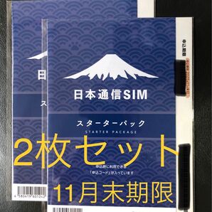 新品未開封 日本通信SIM スターターパック 2枚セット 申込期限2025年11月
