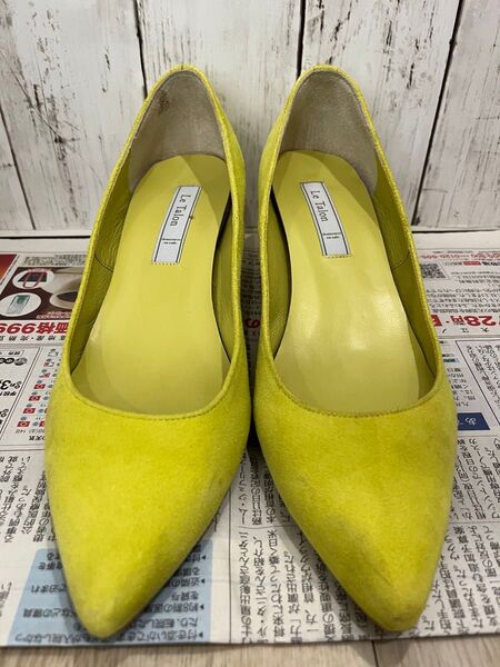 Le Talon パンプス イエロー スエード24.5