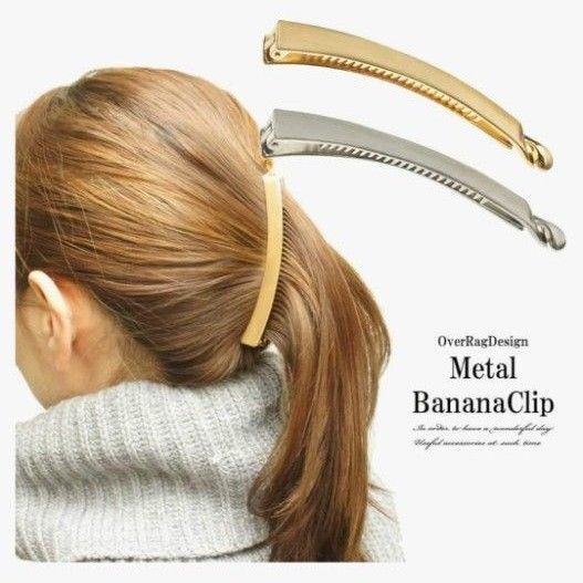 OVER RAG メタルバナナクリップ シンプルゴールドヘアピンヘアアクセサリー 髪飾り☆