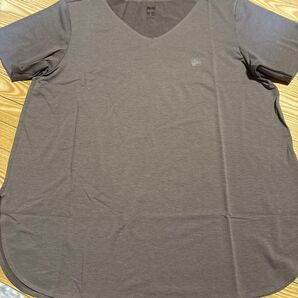 ユニクロ レディース エアリズム VネックTシャツ Lサイズ ブラウン