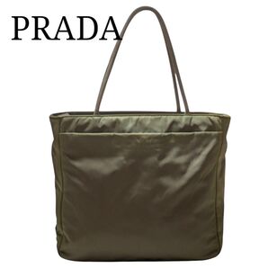 PRADA プラダ ナイロン ハンドバッグ トートカーキ 三角プレート