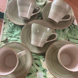 カップ&ソーサー 5客セット グリーン