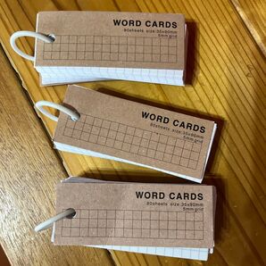単語カード 3冊セット 35x90mm 80シート 5mm方眼 未使用
