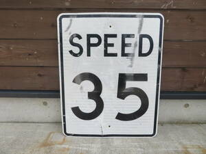 アメリカ ロードサイン SPEED 35 看板 反射板 インテリア 道路標識 ビンテージ USED（318） 