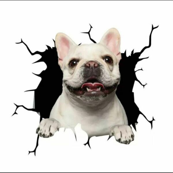白フレンチブルドッグ 犬 カーステッカー 車用 ウォールステッカー 新品 自動車 シール 可愛い 3D おもしろ ユニーク