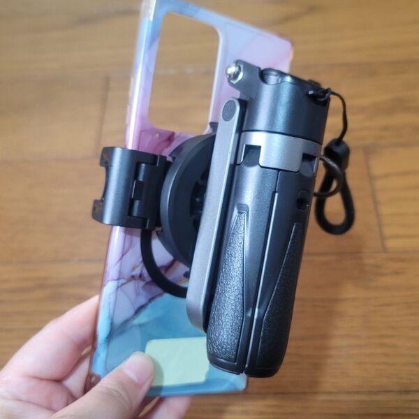 【ミニ】磁気 自撮り棒 セルフィー Bluetooth 三脚 マグネット リング 黒 持ち運び スマホ iPhone