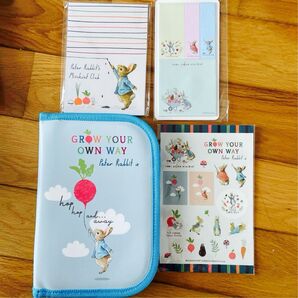 ピーターラビット ステーショナリーセット マルチケース 母子手帳ケース 通帳ケース メモ帳 シール 付箋 新品未使用