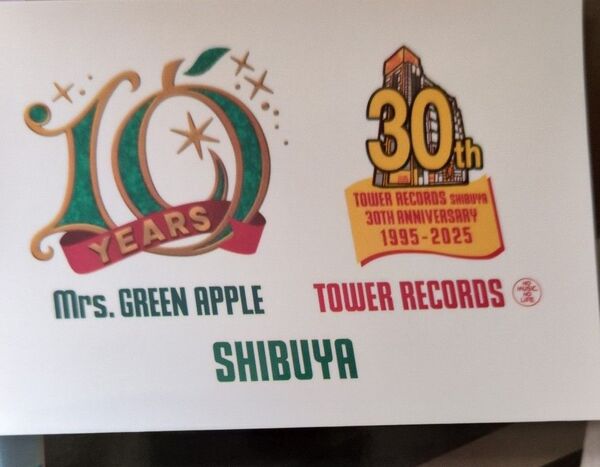 Mrs. GREEN APPLE×TOWER RECORDS スペシャル・コラボ企画 渋谷店移転30周年記念LOGO ステッカー