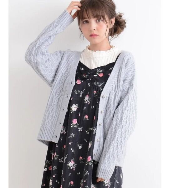 MAJESTIC LEGON ケーブルニットカーディガン レディース グレー M