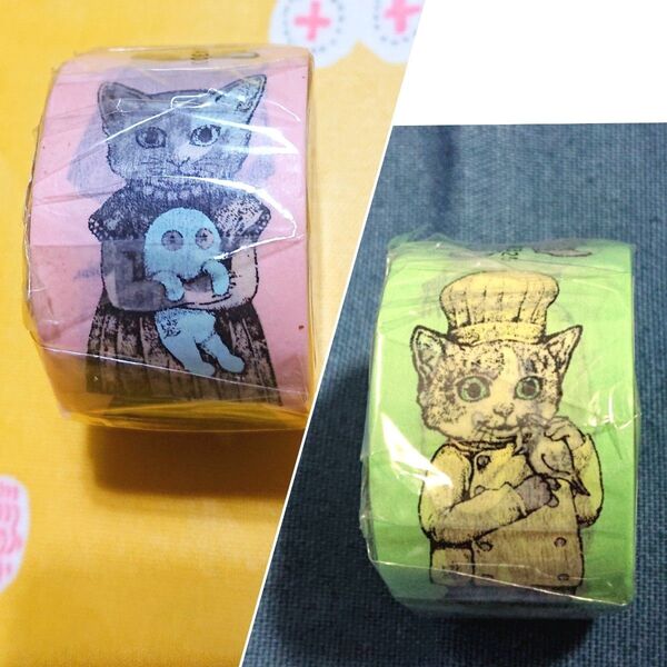 ヒグチユウコ ホルベイン ボリス雑貨店 廃盤 マスキングテープ 2個セット 擬人化/パン屋 猫 雀 文鳥 30mm×10M 新品