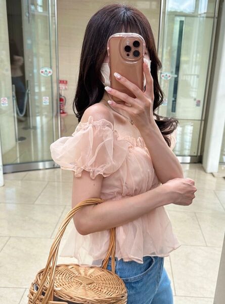 新品タグ付き GRL 2Wayシアーペプラムブラウス Mサイズ ベージュ