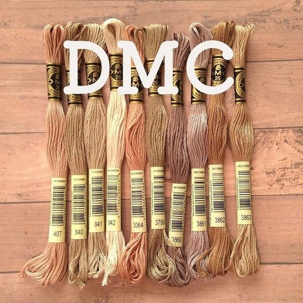 DMC 刺繍糸 10色 茶系 ブラウン カーキ