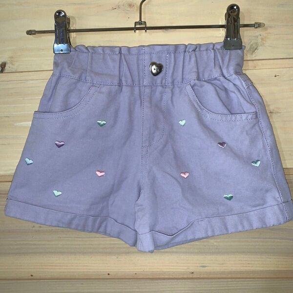 ハート柄ショートパンツ パープル