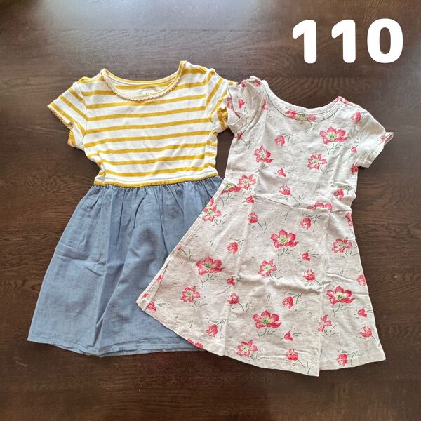 gap 半袖 ワンピース 花柄 ボーダー デニム 2点セット 110