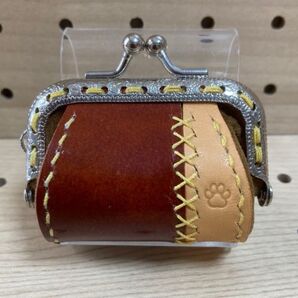 がま口 No.172 革 ハンドメイド (肉球刻印入 小タイプ)