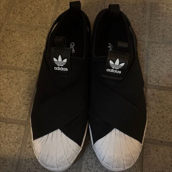 adidas アディダス スリッポン スニーカー ブラック 24.5