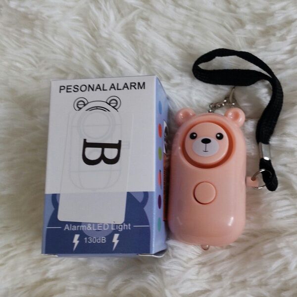 ピンクのかわいいクマちゃん防犯ブザー LEDライト付き ※新品