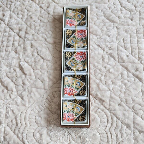 九谷焼 箸置き 牡丹 5個セット 未使用品