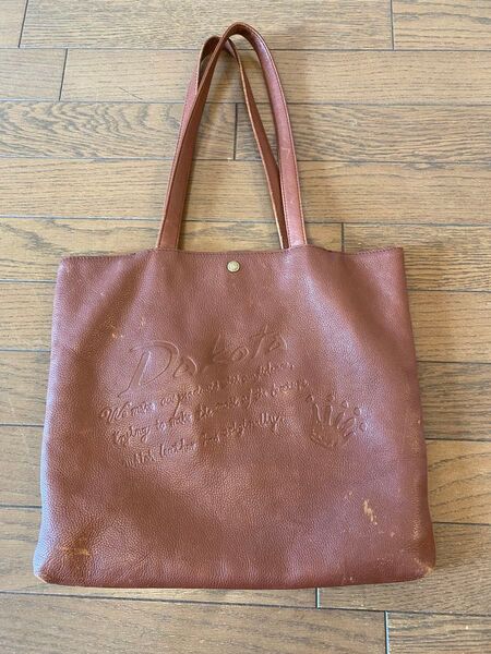 Dakota レザートートバッグ ブラウン ロゴ入り