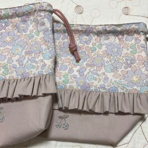 リバティ お弁当袋 コップ袋 2点セット ハンドメイド ベッツィ ラベンダー メルシー 入園入学グッズ