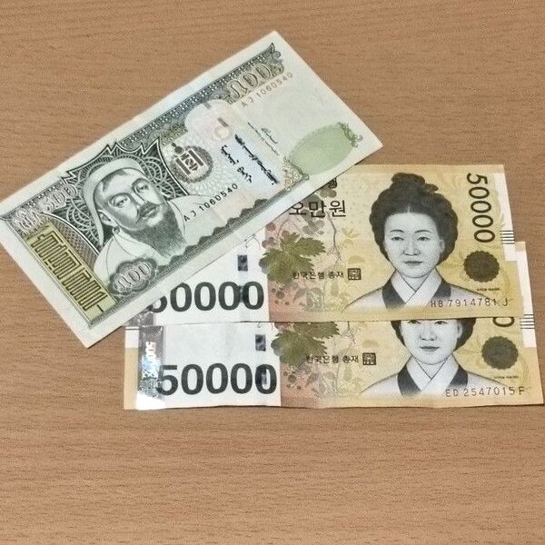 韓国 旧紙幣 100000ウォン Won 旧札 モンゴル
