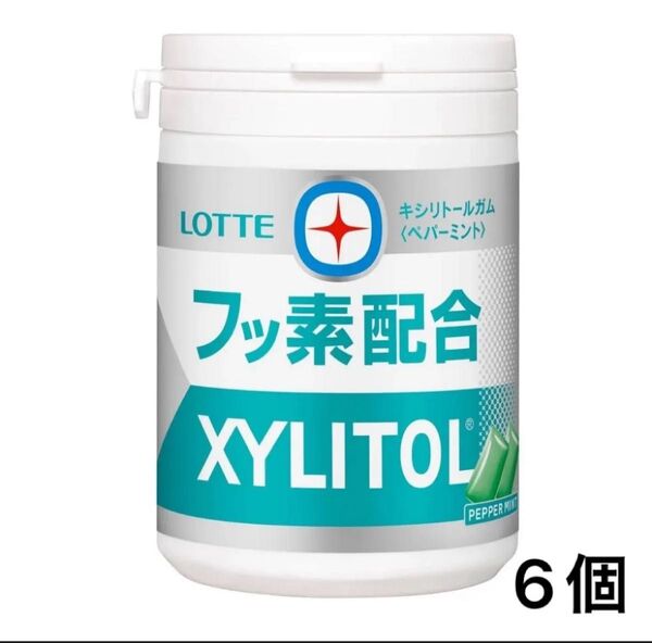 ロッテ キシリトールガム +フッ素 ペパーミント スリムボトル 125g×6個入