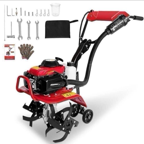 エンジン式耕運機 手押し耕うん機 排気量55cc 四ストローク動力耕幅:38cm 耕深:10-25cm 車軸ロータリー式