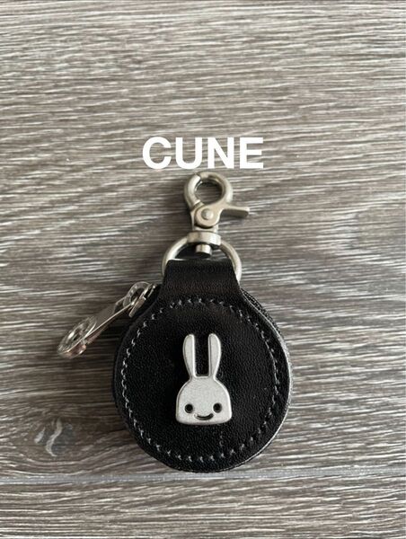 CUNE キューンレザーコインケース キーホルダー 黒