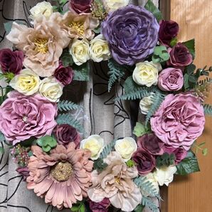フラワーリース ハンドメイド アーティフィシャルフラワー インテリア 壁飾り