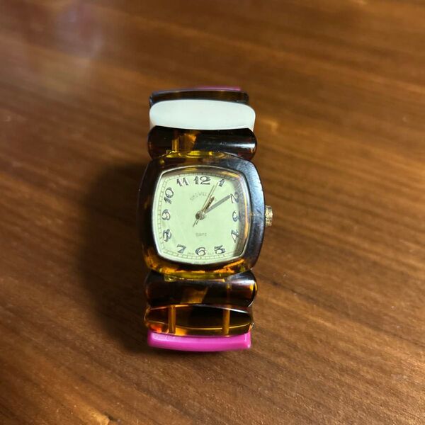 time will tell 腕時計 レディース クォーツ べっ甲柄 ピンク