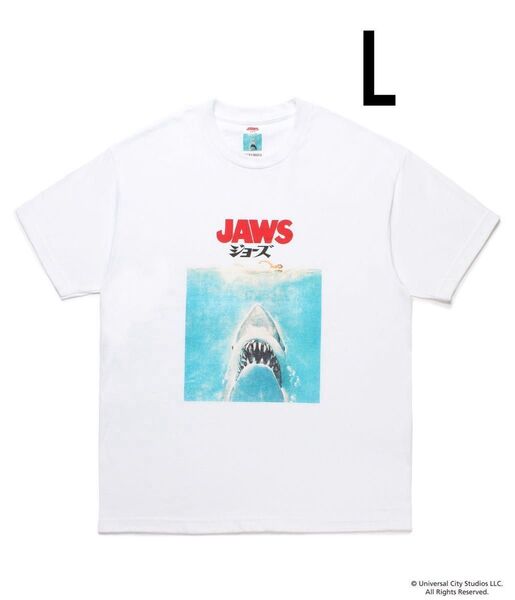 白L WACKO MARIA JAWS / CREW NECK T-SHIRT ワコマリア ジョー ムービーTシャツ