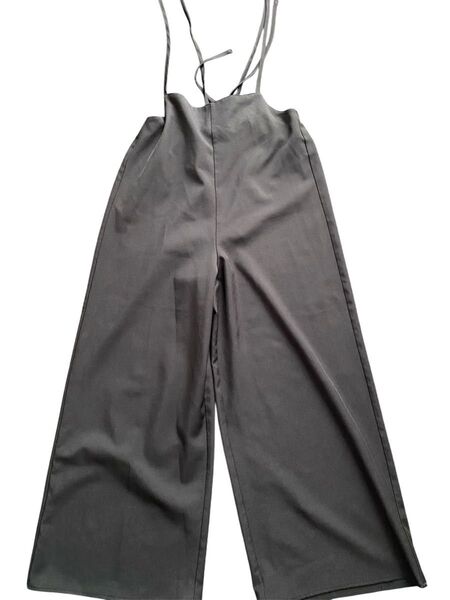 サロペット オーバーオール オールインワン ワイドパンツ 黒 ブラック