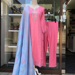 3点セット レディース トップス パンツ ストール ピンク 水色