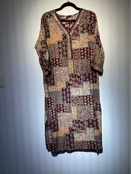 チュニック パッチワーク風 レディース, Size: XXL(44)