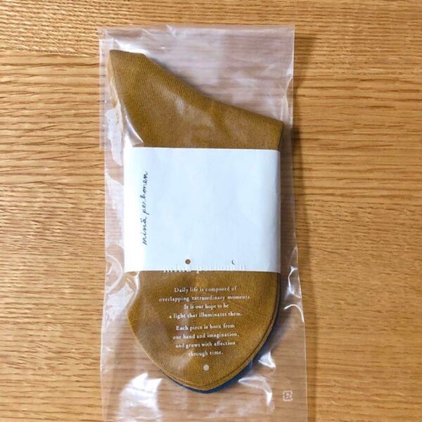 mina perhonen ソックス2足(blue、camel) 22〜24㎝ ※モチーフなし