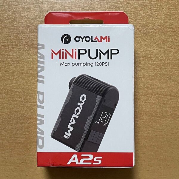 【未使用】CYCLAMI MiniPUMP A2s 電動ミニポンプ 携帯ポンプ 空気圧表示 自動ストップ 120PSI 日本語取説