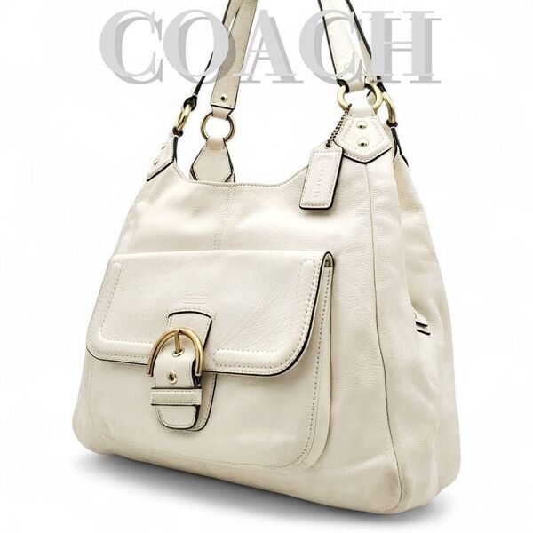 COACH ホーボー ソーホー ショルダーバッグ キャンベルレザー 肩掛け 白