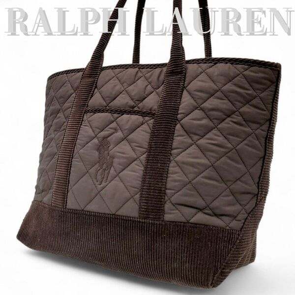 RALPH LAUREN トートバッグ キルティング A4可 大容量 肩掛け 茶