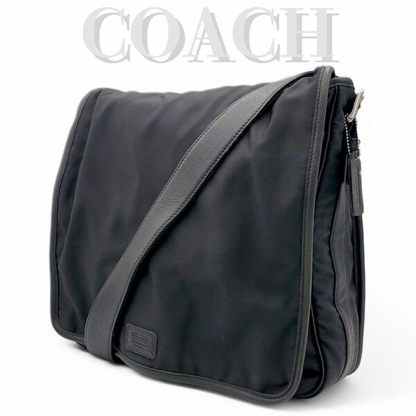 COACH ショルダーバッグ メッセンジャーバッグ ナイロン 斜め掛け 黒