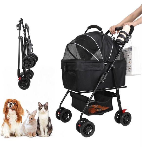 ペットカート 分離式 犬 カート 3WAY 犬用 ベビーカー ペットバギー 折り畳み 対面式 フルオープン 多頭 ペットキャリー