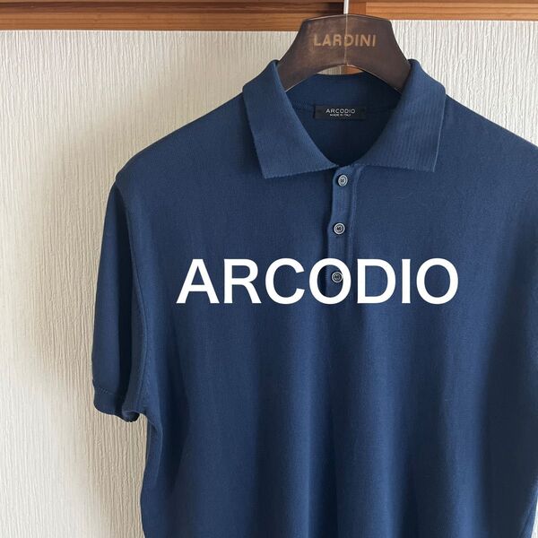 【極美品】ARCODIO イタリア製コットンニット ポロシャツ ネイビー