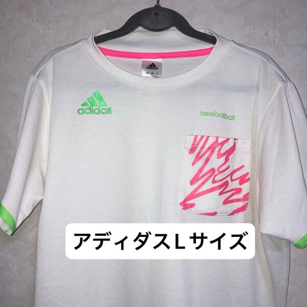 adidas アディダス スポーツウェア トレーニングウェア Tシャツ ホワイト系 メンズLサイズ 【他商品出品中】