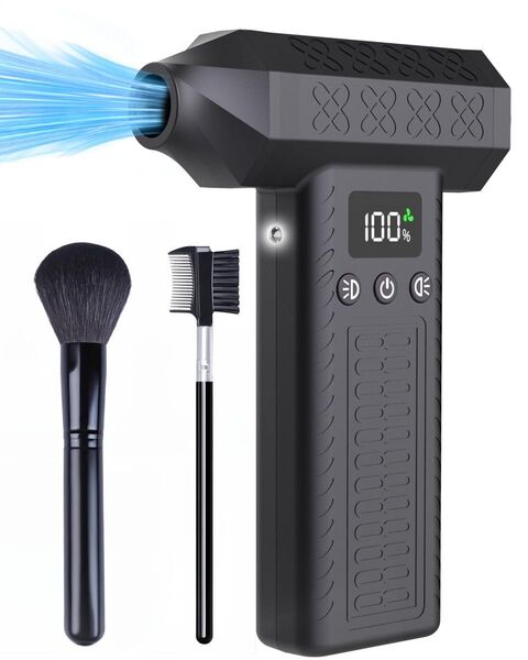 電動エアダスター 300000rpm 3段風量調整 超力 最大風速120m/s 小型 洗車ブロワー LEDライト付き