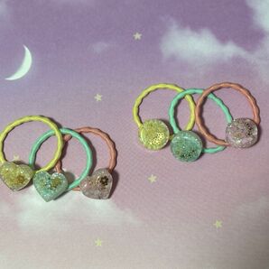 ハンドメイド レジン ハート ヘアゴム セット ドライフラワー ヘアゴム お子様に 保育園 幼稚園