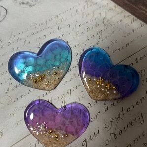 snoopyさま ヘアゴム加工3つ ハンドメイド ハート 海レジン ヘアゴム